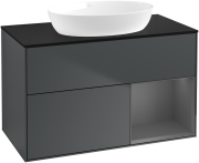 Тумба под раковину Villeroy & Boch Finion 100х50,1 см с подсветкой МДФ темно-синий матовый лак/стекло черное матовое GA22GKHG