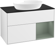 Тумба под раковину Villeroy & Boch Finion 100х50,1 см с подсветкой МДФ глянцевый белый лак/стекло черное матовое GA22GMGF