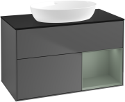 Тумба под раковину Villeroy & Boch Finion 100х50,1 см с подсветкой МДФ антрацит матовый лак/стекло черное матовое GA22GMGK