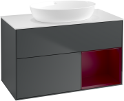 Тумба под раковину Villeroy & Boch Finion 100х50,1 см с подсветкой МДФ темно-синий матовый лак/стекло белое матовое GA21HBHG