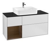 Тумба під раковину Villeroy & Boch Finion 120х50,1 см із підсвічуванням МДФ білий матовий лак/скло чорне матове F162GNMT