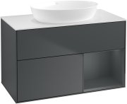 Тумба під раковину Villeroy & Boch Finion 100х50,1 см із підсвічуванням МДФ темно-синій матовий лак/скло біле матове GA21HGHG