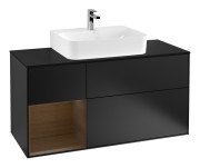 Тумба під раковину Villeroy & Boch Finion 120х50,1 см із підсвічуванням МДФ чорний матовий лак/скло чорне матове F162GNPD