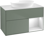 Тумба под раковину Villeroy & Boch Finion 100х50,1 см с подсветкой МДФ оливковый матовый лак/стекло белое матовое GA21MTGM