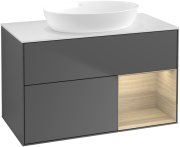 Тумба під раковину Villeroy & Boch Finion 100х50,1 см з підсвічуванням антрацит матовий лак/скло біле матове GA21PCGK