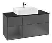 Тумба під раковину Villeroy & Boch Finion 120х50,1 см із підсвічуванням МДФ антрацит матовий лак/скло чорне матове F162GKGK