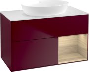 Тумба под раковину Villeroy & Boch Finion 100х50,1 см с подсветкой МДФ пион матовый лак/стекло белое матовое GA21PCHB