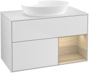 Тумба під раковину Villeroy & Boch Finion 100х50,1 см із підсвічуванням МДФ білий матовий лак/скло біле матове GA21PCMT