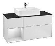 Тумба під раковину Villeroy & Boch Finion 120х50,1 см із підсвічуванням МДФ білий матовий лак/скло чорне матове F162MTMT