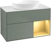 Тумба під раковину Villeroy & Boch Finion 100х50,1 см із підсвічуванням МДФ оливковий матовий лак/скло біле матове GA21HFGM