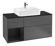 Тумба под раковину Villeroy & Boch Finion 120х50,1 см с подсветкой МДФ антрацит матовый лак/стекло черное матовое F162PDGK
