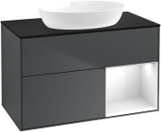 Тумба под раковину Villeroy & Boch Finion 100х50,1 см с подсветкой МДФ темно-синий матовый лак/стекло черное матовое GA22GFHG