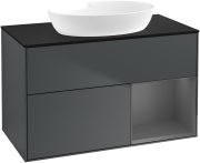 Тумба под раковину Villeroy & Boch Finion 100х50,1 см с подсветкой МДФ темно-синий матовый лак/стекло черное матовое GA22GKHG