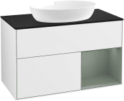 Тумба под раковину Villeroy & Boch Finion 100х50,1 см с подсветкой МДФ глянцевый белый лак/стекло черное матовое GA22GMGF