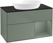 Тумба под раковину Villeroy & Boch Finion 100х50,1 см с подсветкой МДФ оливковый матовый лак/стекло черное матовое GA22GMGM
