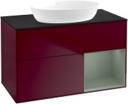 Тумба под раковину Villeroy & Boch Finion 100х50,1 см с подсветкой МДФ пион матовый лак/стекло черное матовое GA22GMHB