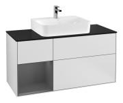 Тумба под раковину Villeroy & Boch Finion 120х50,1 см с подсветкой МДФ белый матовый лак/стекло черное матовое F162GKMT