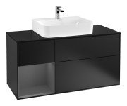 Тумба під раковину Villeroy & Boch Finion 120х50,1 см із підсвічуванням МДФ чорний матовий лак/скло чорне матове F162GKPD