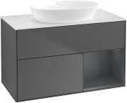 Тумба под раковину Villeroy & Boch Finion 100х50,1 см с подсветкой МДФ антрацит матовый лак/стекло белое матовое GA21HGGK