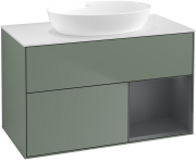 Тумба під раковину Villeroy & Boch Finion 100х50,1 см із підсвічуванням МДФ оливковий матовий лак/скло біле матове GA21HGGM