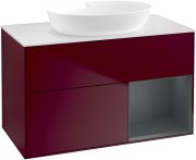 Тумба под раковину Villeroy & Boch Finion 100х50,1 см с подсветкой МДФ пион матовый лак/стекло белое матовое GA21HGHB