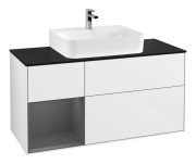 Тумба под раковину Villeroy & Boch Finion 120х50,1 см с подсветкой МДФ глянцевый белый лак/стекло черное матовое F162GKGF