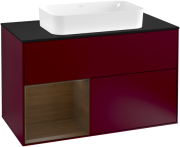 Тумба под раковину Villeroy & Boch Finion 100х50,1 см с подсветкой МДФ пион матовый лак/стекло черное матовое F242GNHB