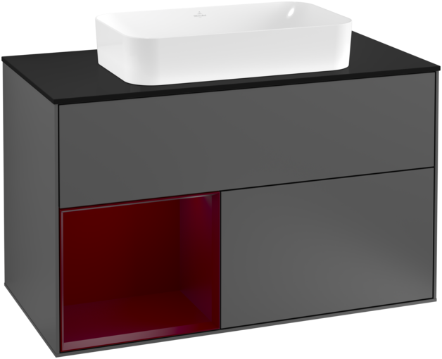 Тумба под раковину Villeroy & Boch Finion 100х50,1 см с подсветкой МДФ антрацит матовый лак/стекло черное матовое F242HBGK