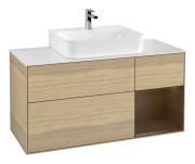 Тумба под раковину Villeroy & Boch Finion 120х50,1 см с подсветкой МДФ шпон дуба/стекло белое матовое F171GNPC