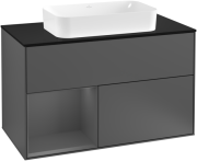 Тумба под раковину Villeroy & Boch Finion 100х50,1 см с подсветкой МДФ антрацит матовый лак/стекло черное матовое F242GKGK