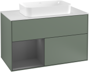 Тумба под раковину Villeroy & Boch Finion 100х50,1 см с подсветкой МДФ оливковый матовый лак/стекло белое матовое F241GKGM