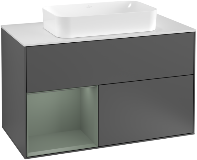 Тумба под раковину Villeroy & Boch Finion 100х50,1 см с подсветкой МДФ антрацит матовый лак/стекло белое матовое F241GMGK