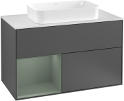 Тумба под раковину Villeroy & Boch Finion 100х50,1 см с подсветкой МДФ антрацит матовый лак/стекло белое матовое F241GMGK