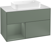 Тумба под раковину Villeroy & Boch Finion 100х50,1 см с подсветкой МДФ оливковый матовый лак/стекло белое матовое F241GMGM