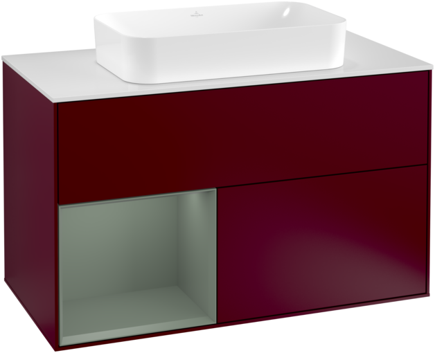 Тумба под раковину Villeroy & Boch Finion 100х50,1 см с подсветкой МДФ пион матовый лак/стекло белое матовое F241GMHB