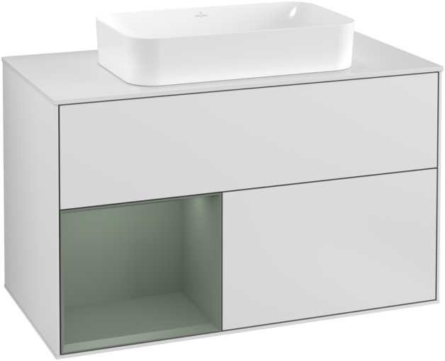 Тумба под раковину Villeroy & Boch Finion 100х50,1 см с подсветкой МДФ белый матовый лак/стекло белое матовое F241GMMT