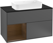 Тумба под раковину Villeroy & Boch Finion 100х50,1 см с подсветкой МДФ антрацит матовый лак/стекло черное матовое F242GNGK