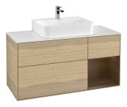 Тумба под раковину Villeroy & Boch Finion 120х50,1 см с подсветкой МДФ шпон дуба/стекло белое матовое F171GNPC