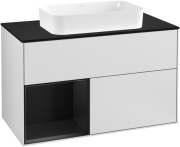 Тумба під раковину Villeroy & Boch Finion 100х50,1 см із підсвічуванням МДФ білий матовий лак/скло чорне матове F242PDMT