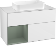 Тумба под раковину Villeroy & Boch Finion 100х50,1 см с подсветкой МДФ глянцевый белый лак/стекло белое матовое F241GMGF