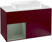 Тумба під раковину Villeroy & Boch Finion 100х50,1 см з підсвічуванням МДФ півонія матовий лак/скло біле матове F241GMHB