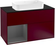 Тумба під раковину Villeroy & Boch Finion 100х50,1 см з підсвічуванням МДФ півонія матовий лак/скло чорне матове F242GKHB