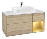 Тумба под раковину Villeroy & Boch Finion 120х50,1 см с подсветкой МДФ шпон дуба/стекло белое матовое F171HFPC