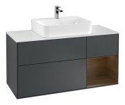 Тумба під раковину Villeroy & Boch Finion 120х50,1 см із підсвічуванням МДФ темно-синій матовий лак/скло біле матове F171GNHG