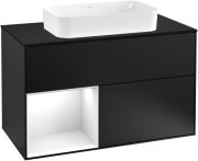 Тумба под раковину Villeroy & Boch Finion 100х50,1 см с подсветкой МДФ черный матовый лак/стекло черное матовое F242GFPD