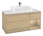 Тумба под раковину Villeroy & Boch Finion 120х50,1 см с подсветкой МДФ шпон дуба/стекло белое матовое F171PCPC