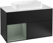 Тумба под раковину Villeroy & Boch Finion 100х50,1 см с подсветкой МДФ черный матовый лак/стекло белое матовое F241GMPD