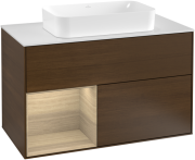 Тумба под раковину Villeroy & Boch Finion 100х50,1 см с подсветкой МДФ шпон грецкого ореха/стекло белое матовое F241PCGN