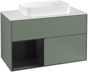 Тумба под раковину Villeroy & Boch Finion 100х50,1 см с подсветкой МДФ оливковый матовый лак/стекло белое матовое F241PDGM