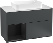 Тумба под раковину Villeroy & Boch Finion 100х50,1 см с подсветкой МДФ темно-синий матовый лак/стекло белое матовое F241PDHG